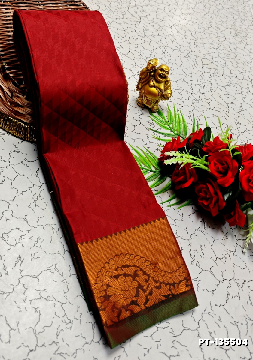 SOFT SILK FANCY BEST QUALITY POONTAMIL SOFT SILK SAREES - RED (1)