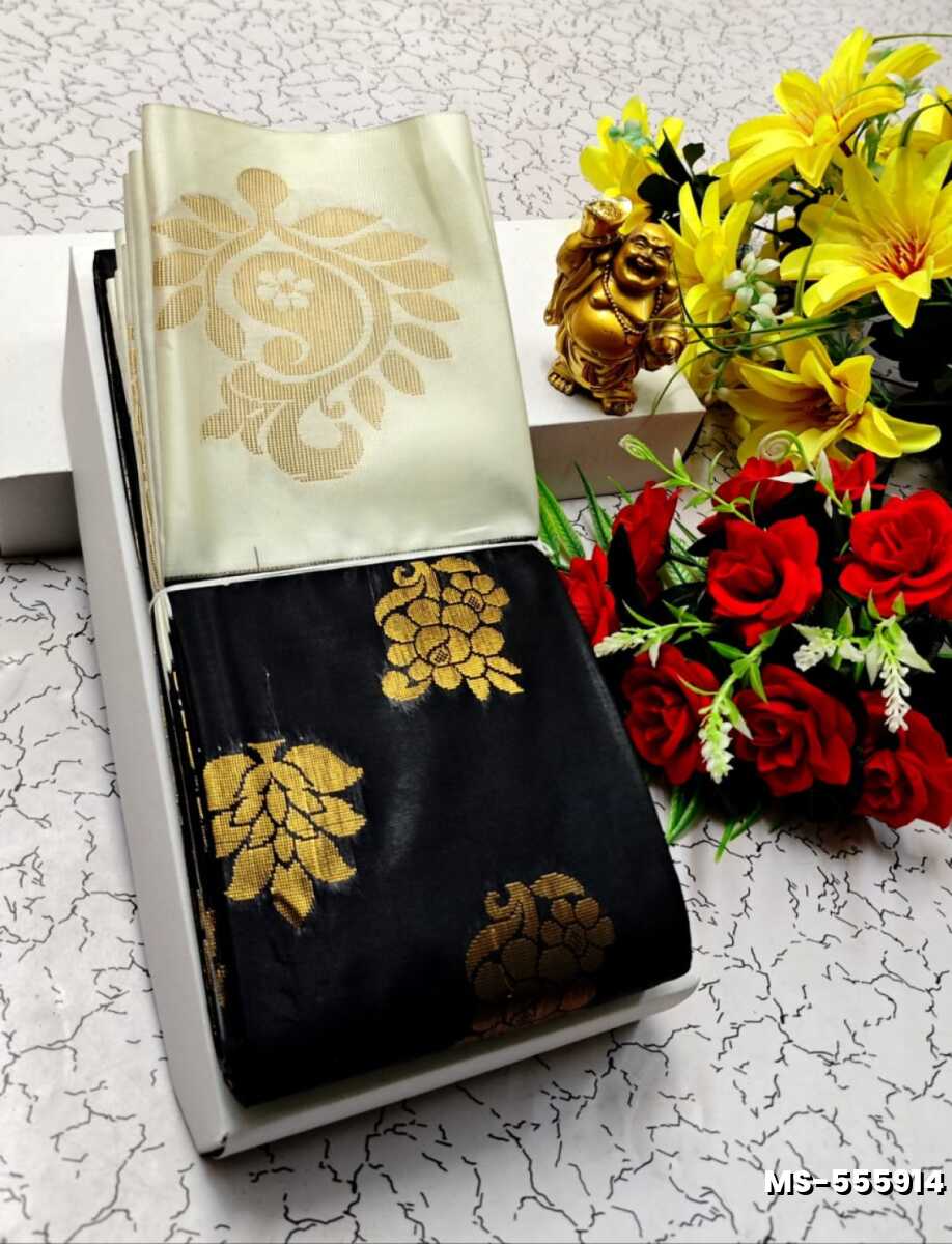 MODERN FANCY  SOFT SILK SAREES WITH BUTTA DESIGN - BLACK