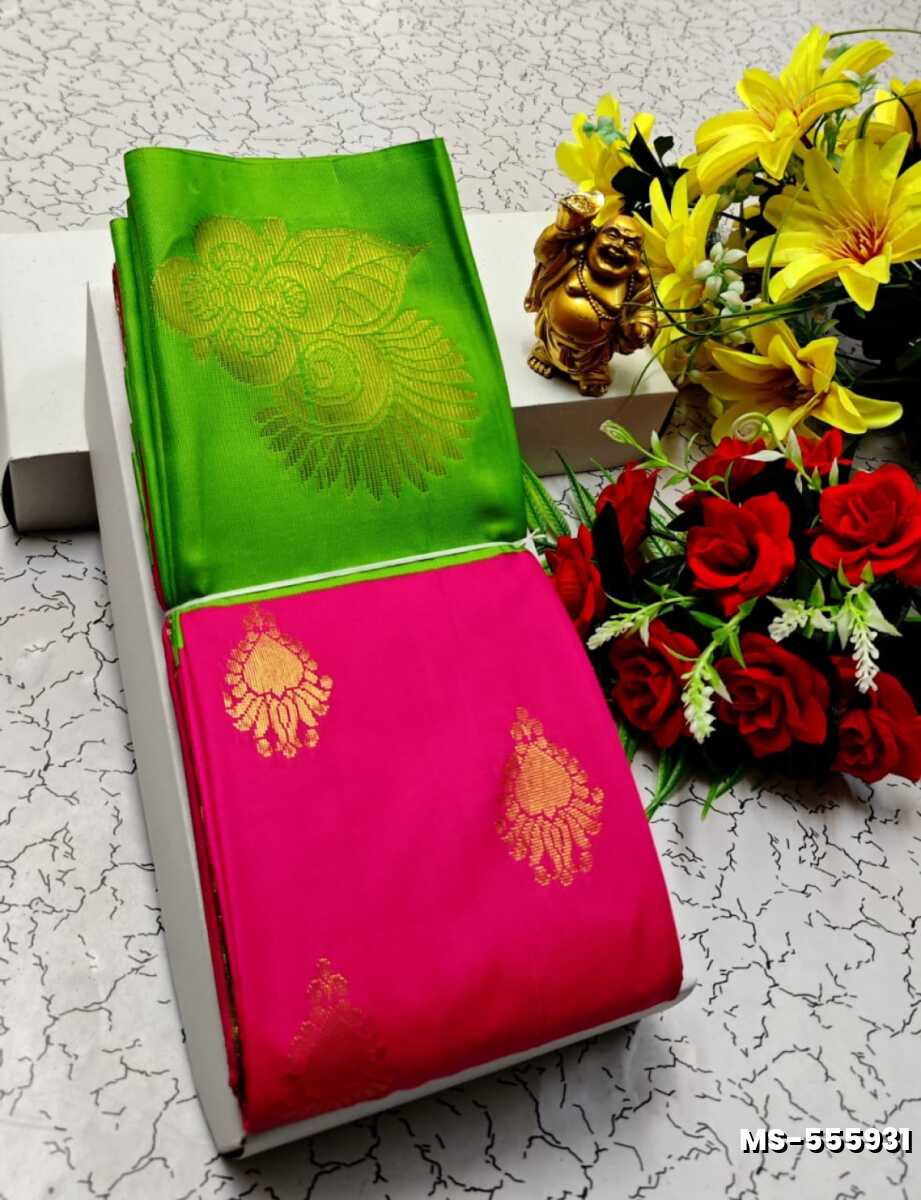 MODERN FANCY  SOFT SILK SAREES WITH BUTTA DESIGN - DARK PINK