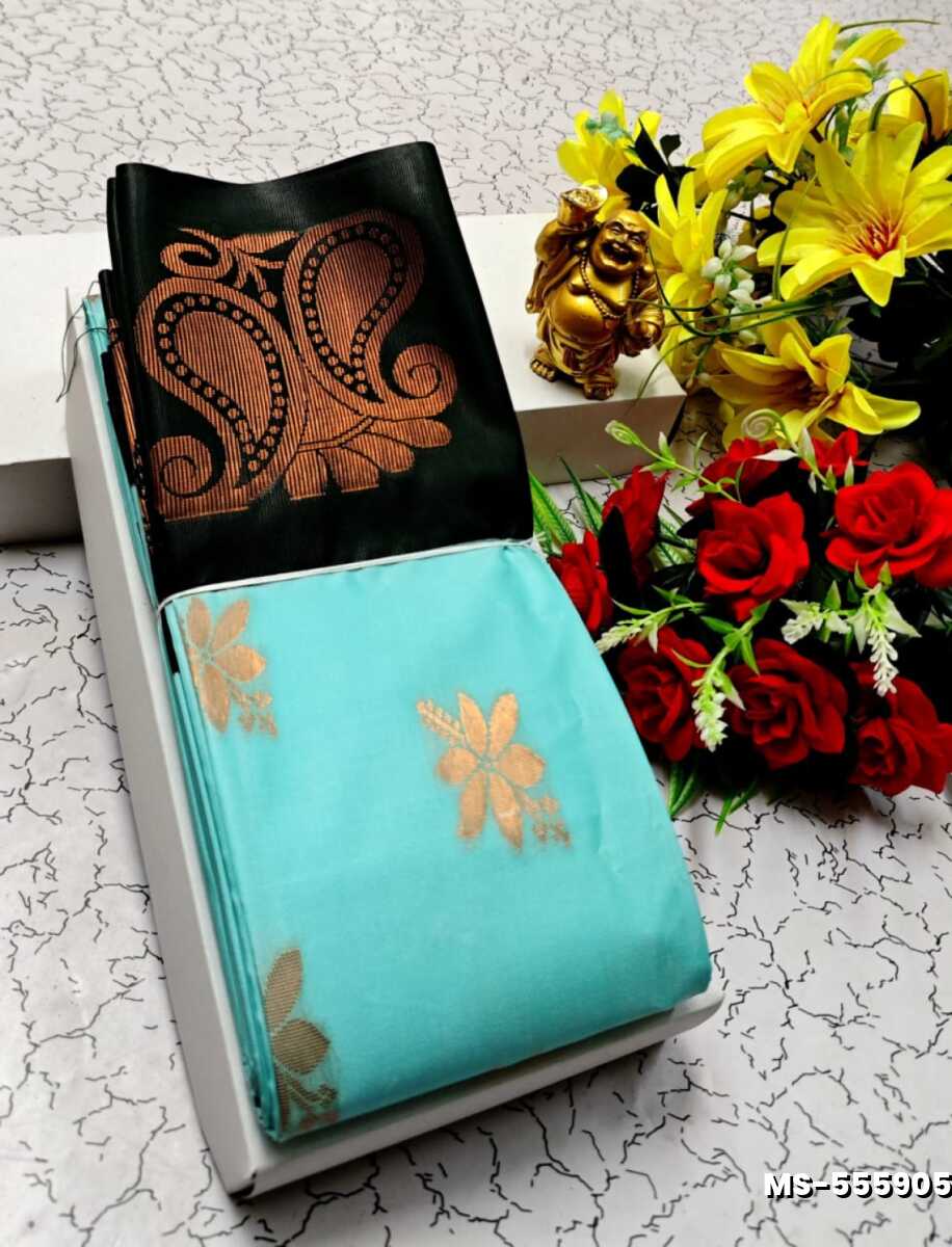 MODERN FANCY  SOFT SILK SAREES WITH BUTTA DESIGN - SKY BLUE