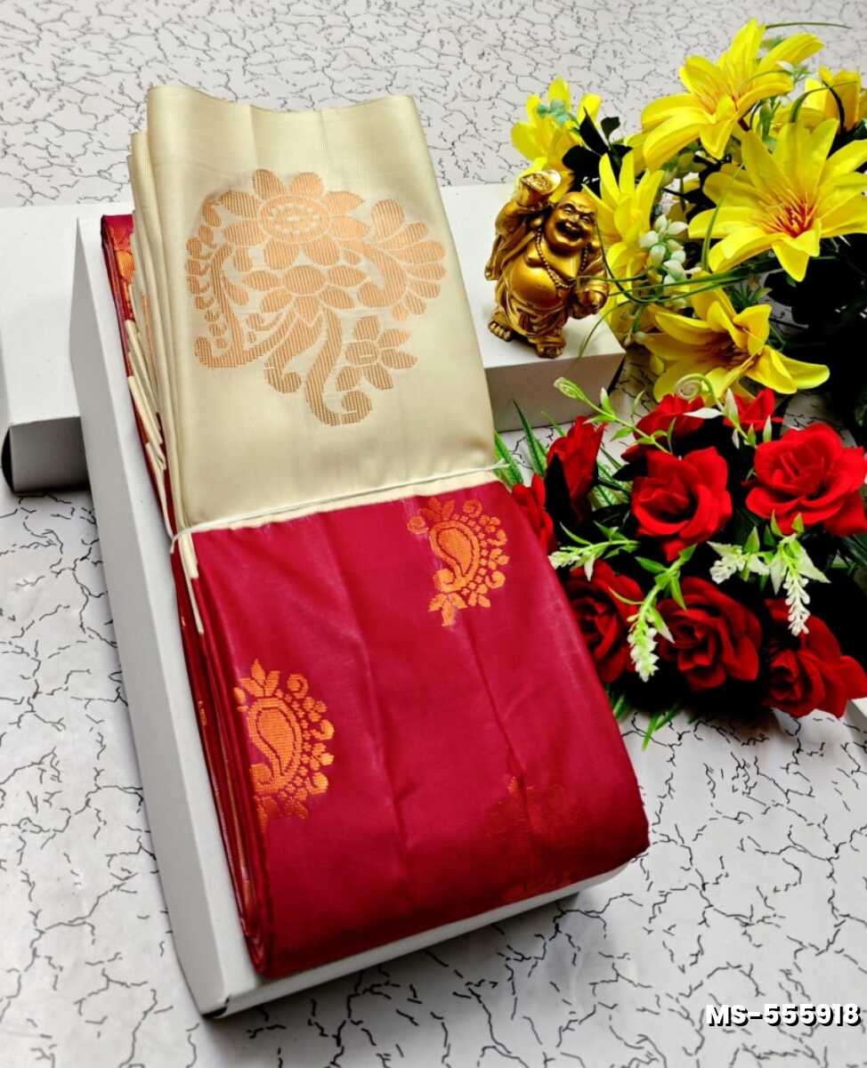 MODERN FANCY  SOFT SILK SAREES WITH BUTTA DESIGN - PEACH