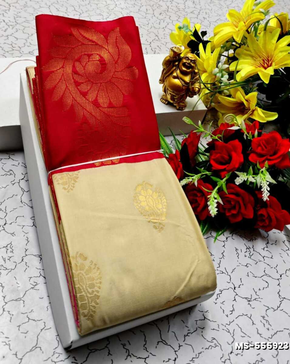 MODERN FANCY  SOFT SILK SAREES WITH BUTTA DESIGN - LIGHT SANDLE