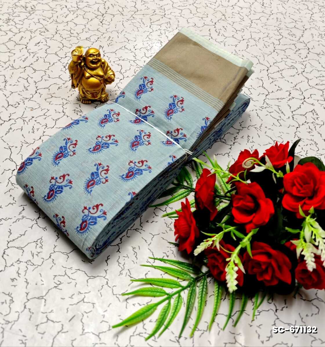 PURE COTTON SAREES SUMMER SPECIAL COLLECTION - LIGHT SKY BLUE