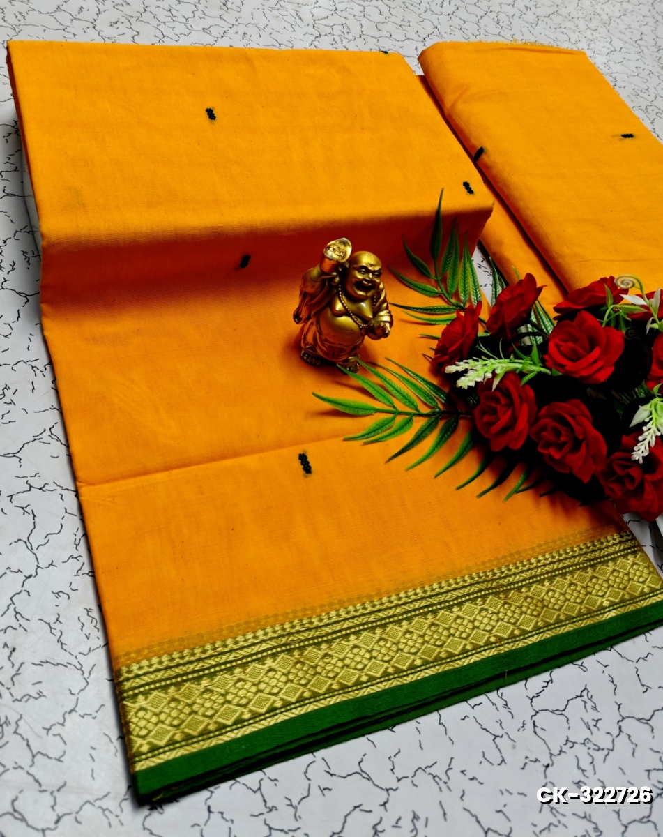 PURE COTTON JARI BORDER SAREES SUMMER SPECIAL COLLECTION - ORANGE N (2)