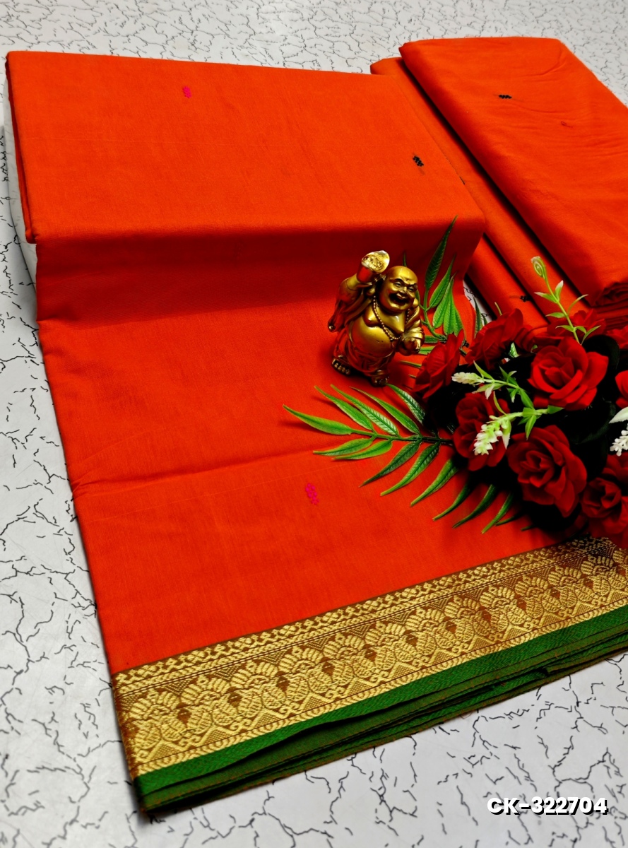 PURE COTTON JARI BORDER SAREES SUMMER SPECIAL COLLECTION - RED (2)