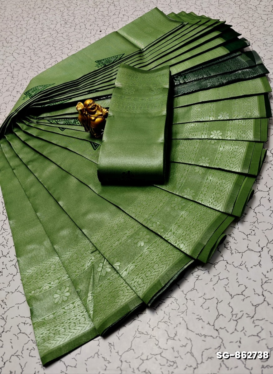 KUBERA ELITE  BRIDAL RAPIER FANCY  LIGHT WEIGHT SILK TYPE SAREES - DARK GREEN