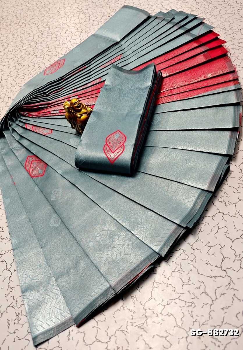 KUBERA ELITE  BRIDAL RAPIER FANCY  LIGHT WEIGHT SILK TYPE SAREES - LIGHT SKY BLUE