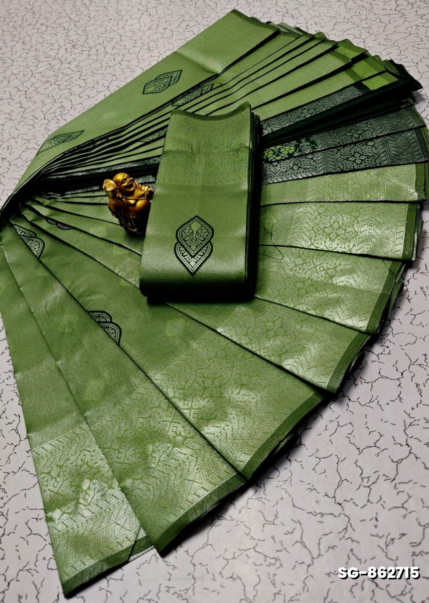 KUBERA ELITE  BRIDAL RAPIER FANCY  LIGHT WEIGHT SILK TYPE SAREES - GREEN