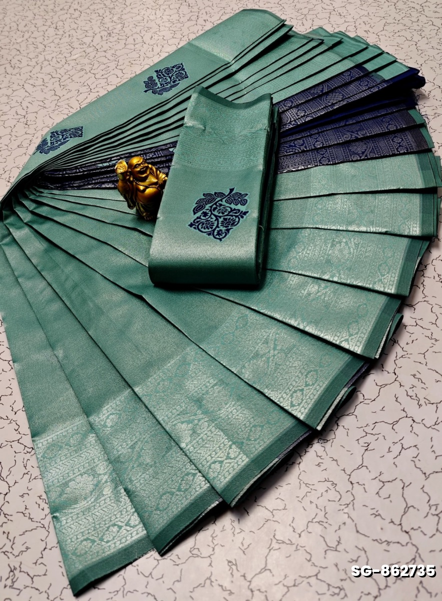 KUBERA ELITE  BRIDAL RAPIER FANCY  LIGHT WEIGHT SILK TYPE SAREES - DARK SKY BLUE