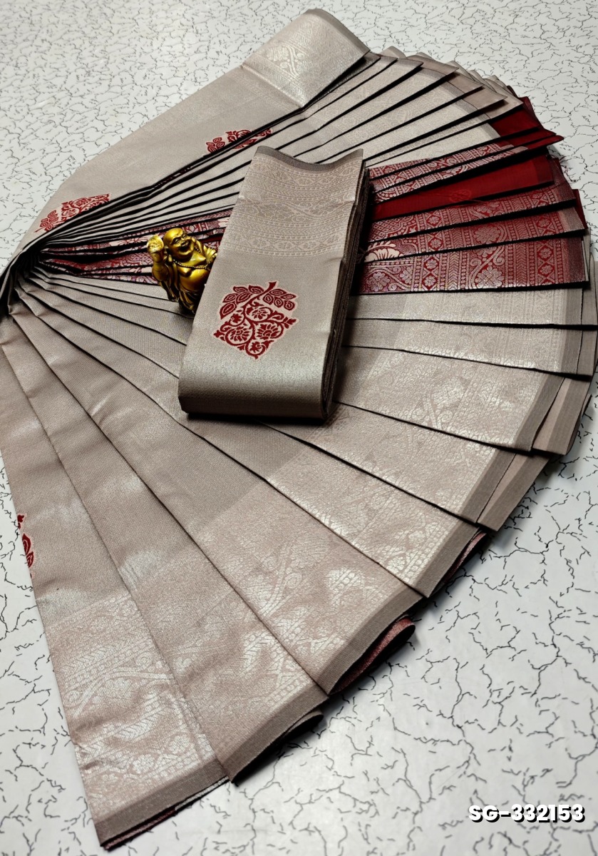 KUBERA ELITE  BRIDAL RAPIER FANCY  LIGHT WEIGHT SILK TYPE SAREES - BROWN