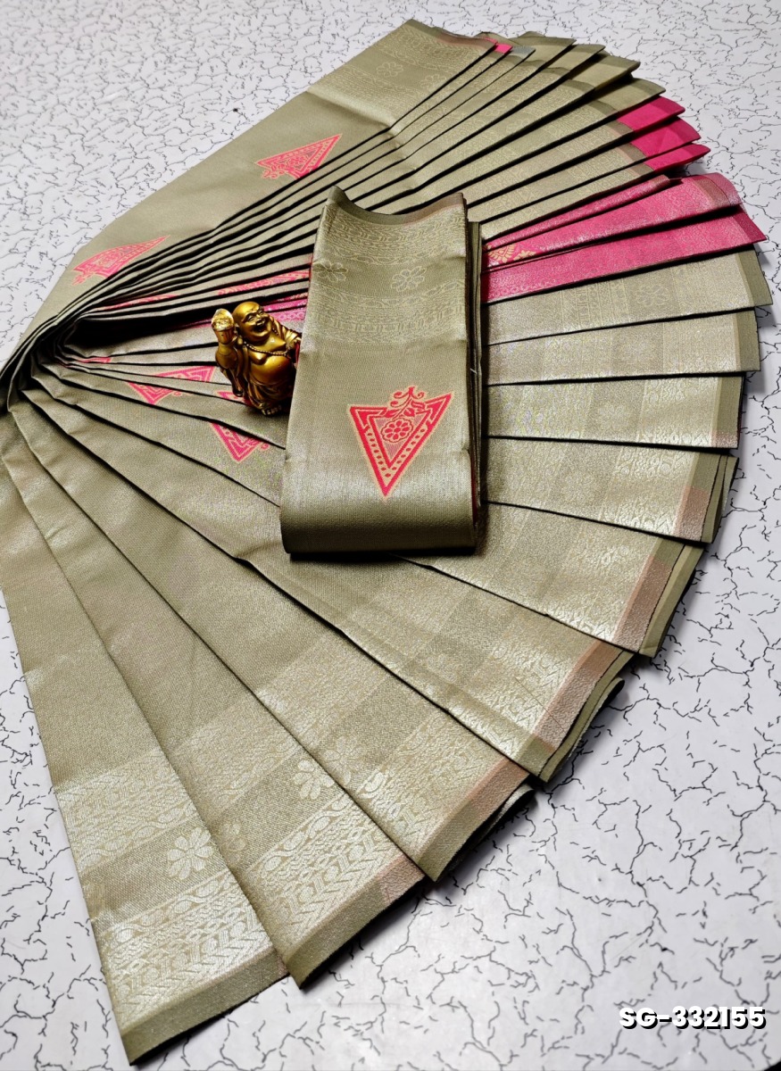 KUBERA ELITE  BRIDAL RAPIER FANCY  LIGHT WEIGHT SILK TYPE SAREES - MILD GOLD
