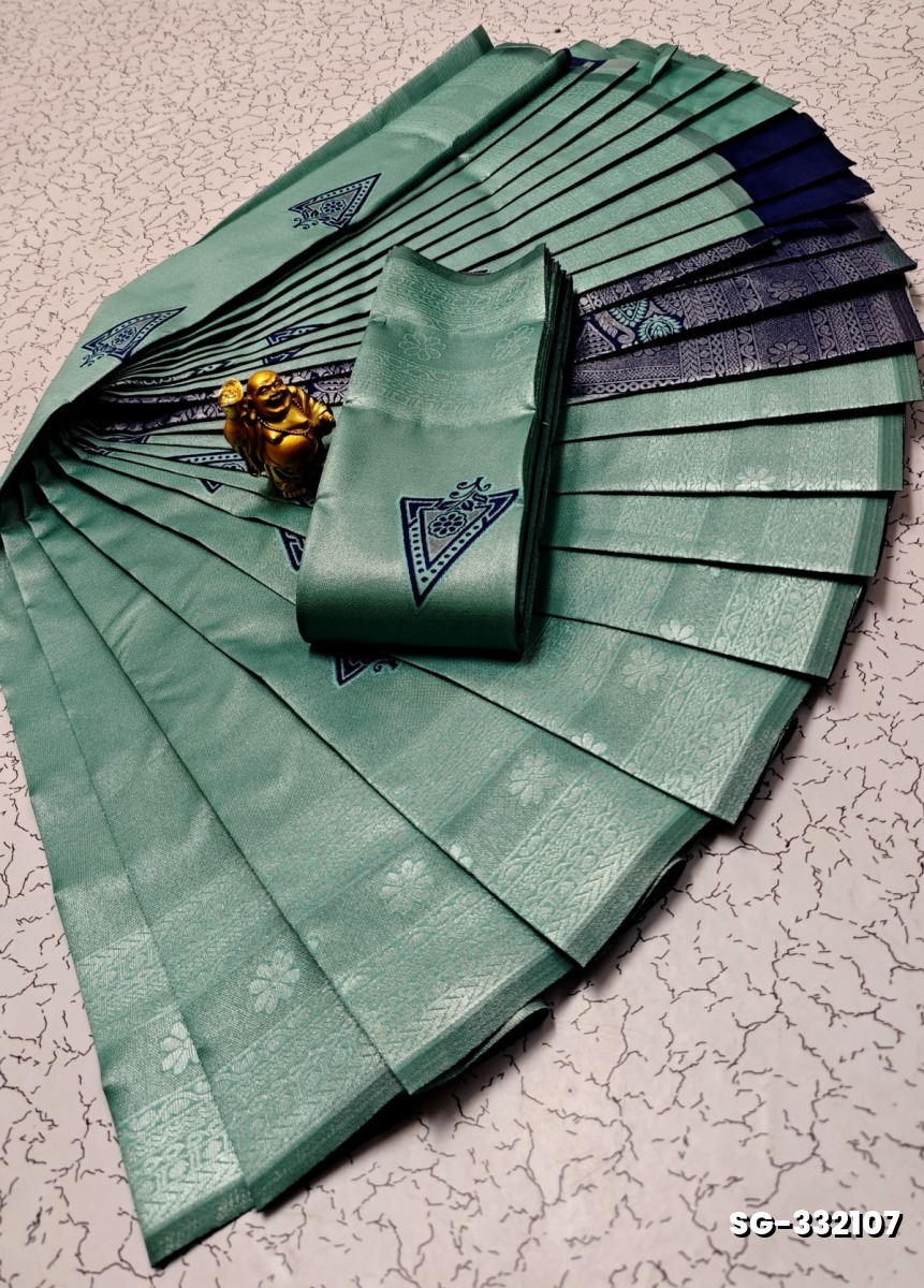 KUBERA ELITE  BRIDAL RAPIER FANCY  LIGHT WEIGHT SILK TYPE SAREES - TEAL COLOUR