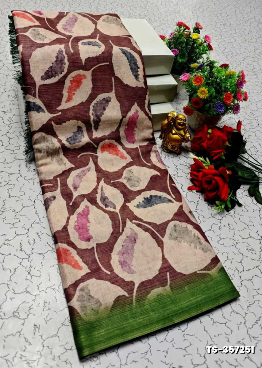 DIGITAL PRINTING LINEN TISSUE COTTON TRENDING SAREES - ONIYAN PINK