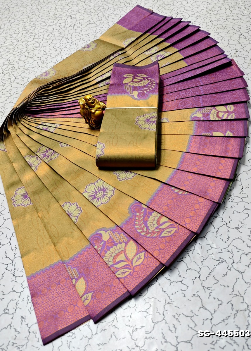 KUBERA ELITE  BRIDAL RAPIER FANCY  LIGHT WEIGHT SILK TYPE SAREES - GOLD (1)