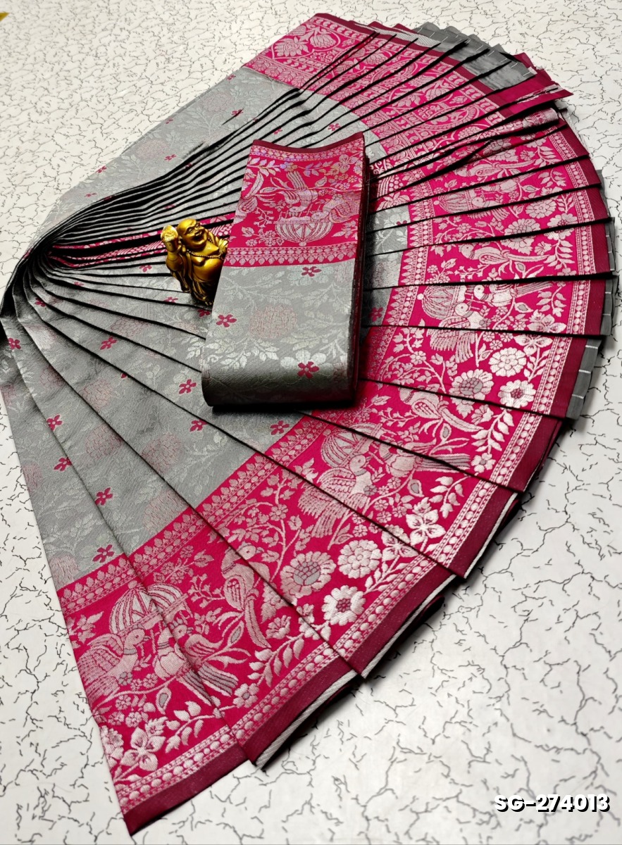 KUBERA ELITE  BRIDAL RAPIER FANCY  LIGHT WEIGHT SILK TYPE SAREES - SILVAR (2)