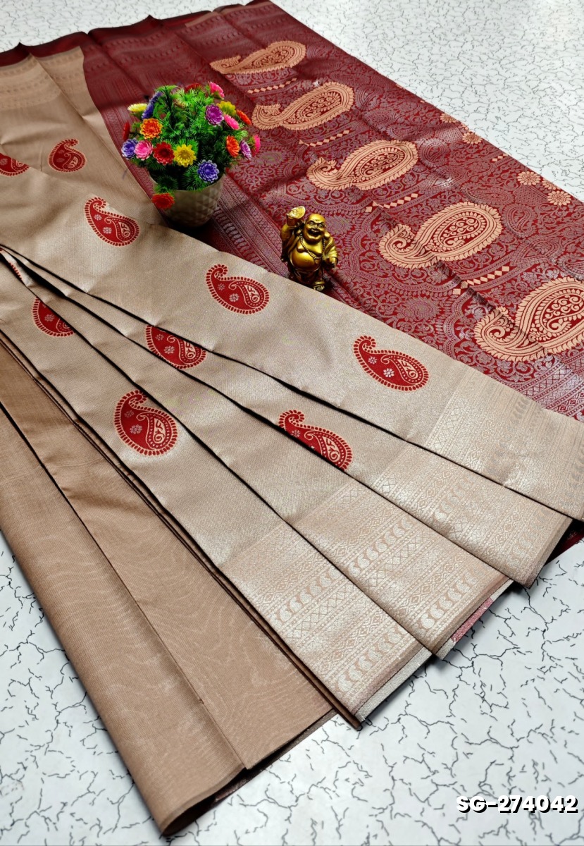 KUBERA ELITE  BRIDAL RAPIER FANCY  LIGHT WEIGHT SILK TYPE SAREES - LIGHT PEACH