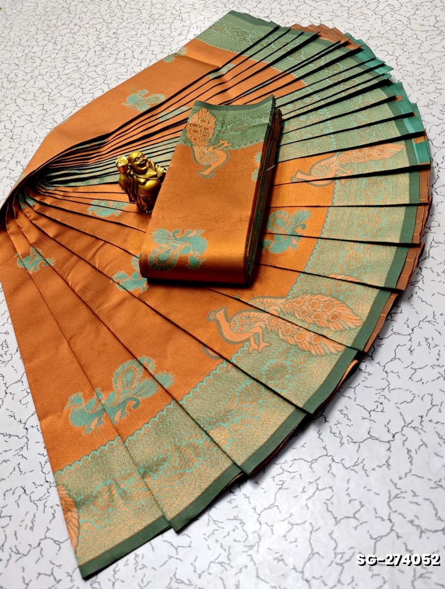 KUBERA ELITE  BRIDAL RAPIER FANCY  LIGHT WEIGHT SILK TYPE SAREES - VENTHAYA COLOUR (1)