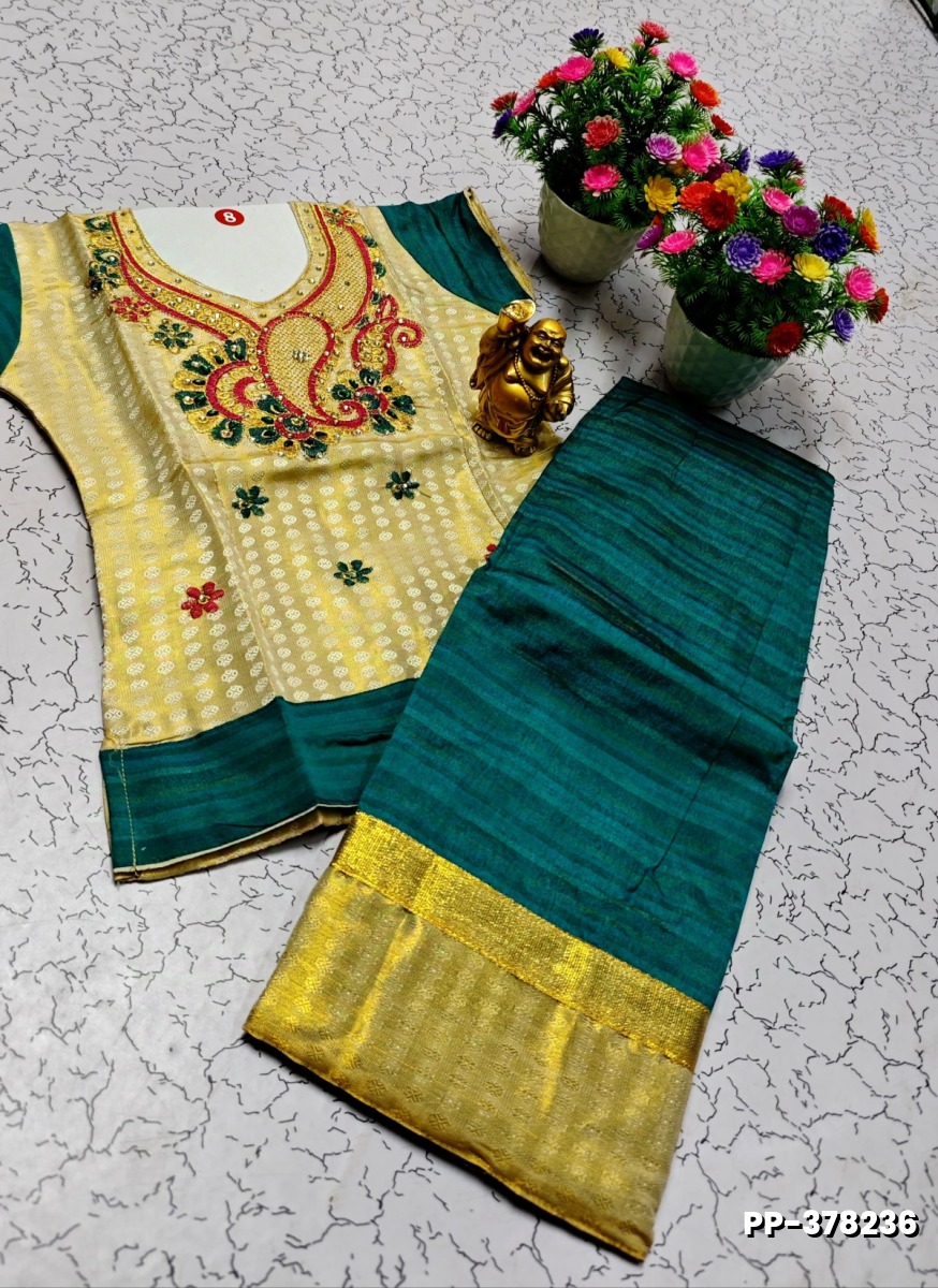 TRENDY WEAR PATTU PAVADAI - BOTTLE GREEN