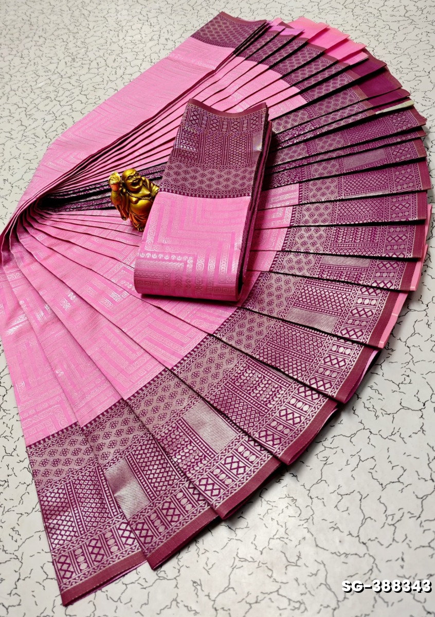 KUBERA ELITE  BRIDAL RAPIER FANCY  LIGHT WEIGHT SILK TYPE SAREES - LIGHT PINK (2)