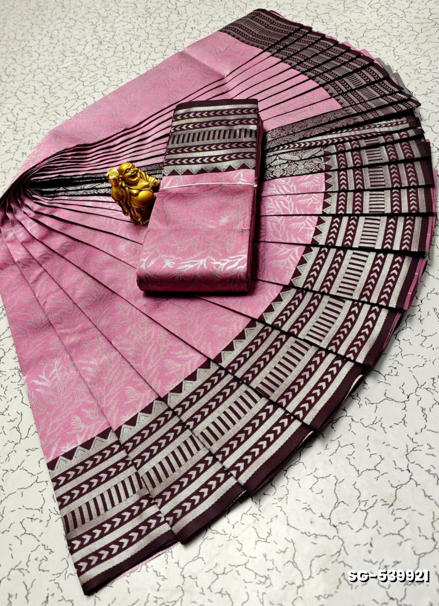 KUBERA ELITE  BRIDAL RAPIER FANCY  LIGHT WEIGHT SILK TYPE SAREES - BABY PINK (5)