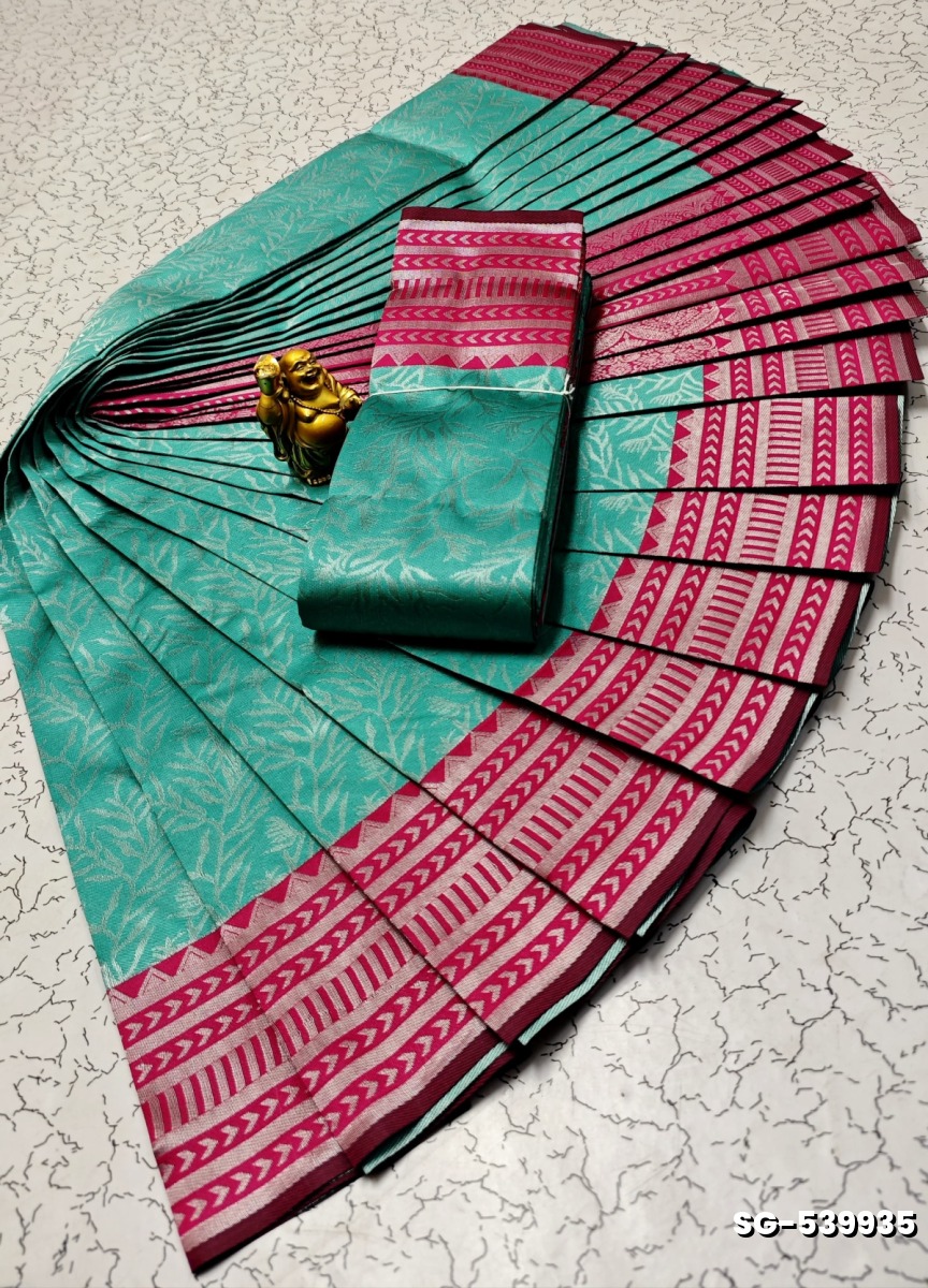 KUBERA ELITE  BRIDAL RAPIER FANCY  LIGHT WEIGHT SILK TYPE SAREES - DARK SKY BLUE (1)