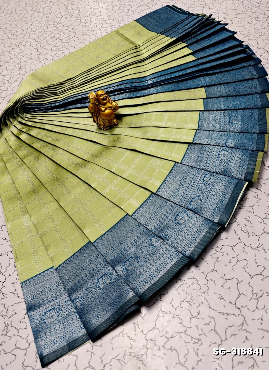 KUBERA ELITE  BRIDAL RAPIER FANCY  LIGHT WEIGHT SILK TYPE SAREES - LIGHT GREEN (2)