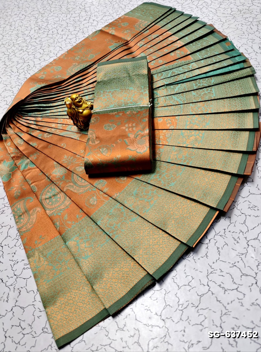 KUBERA ELITE  BRIDAL RAPIER FANCY  LIGHT WEIGHT SILK TYPE SAREES - VENTHAYA COLOUR (3)