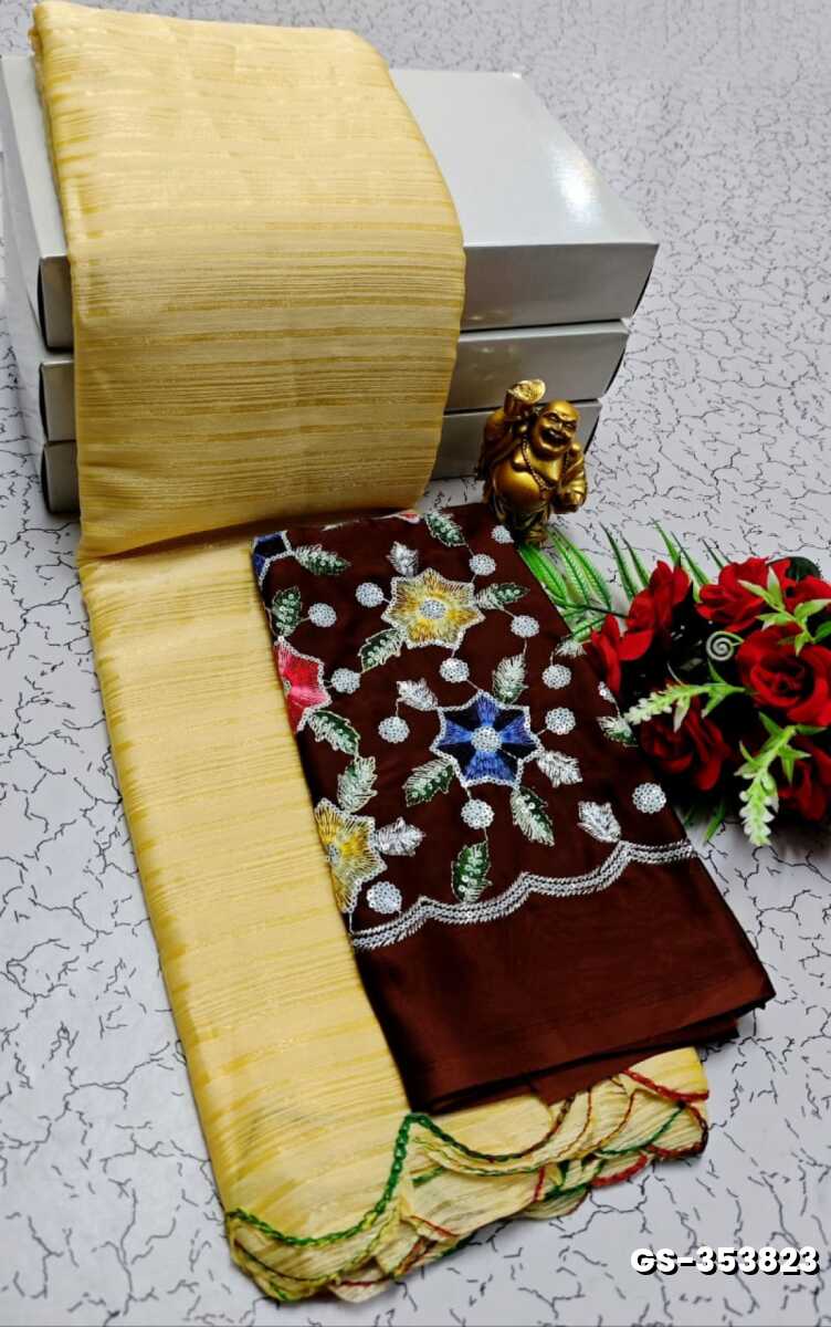 GEORGETTE  FANCY SOFT SILK SAREES - LIGHT SANDLE