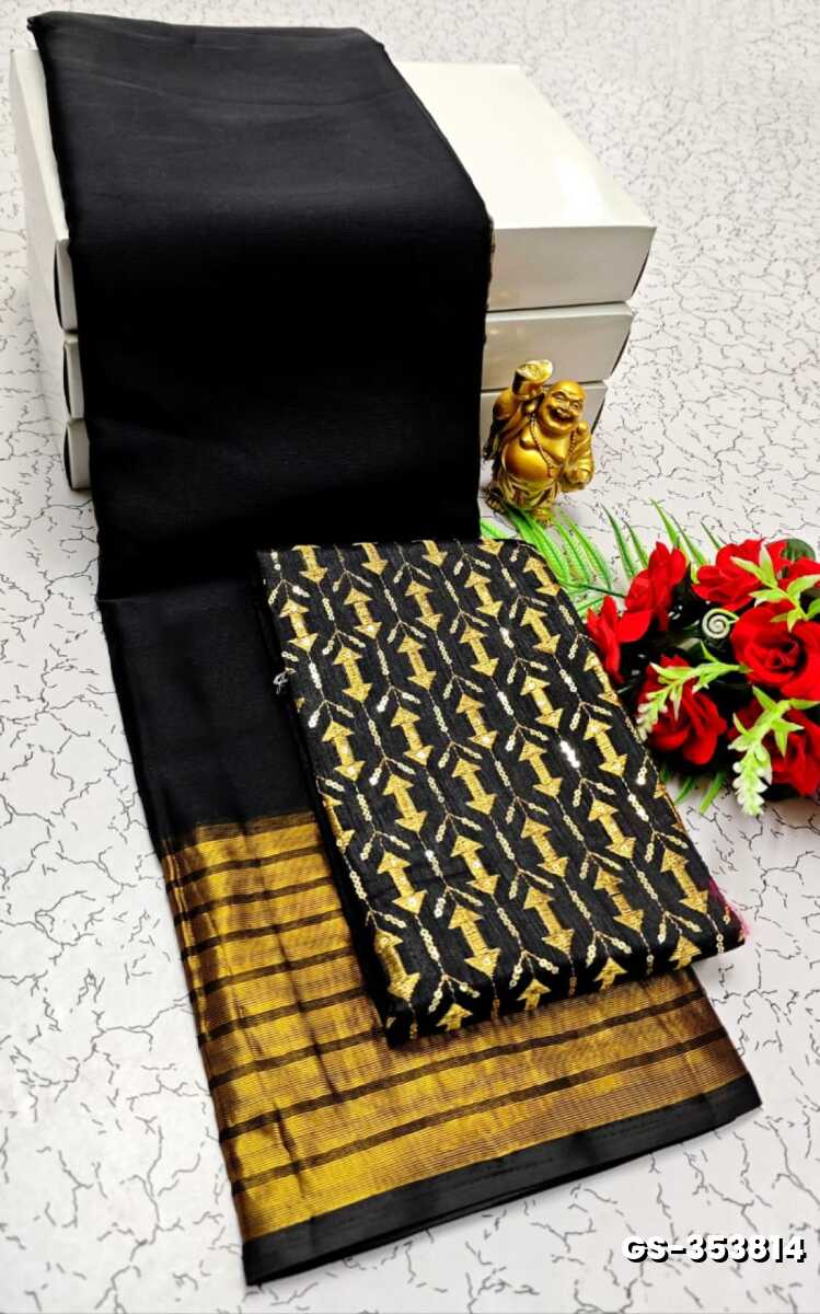 GEORGETTE  FANCY SOFT SILK SAREES - BLACK