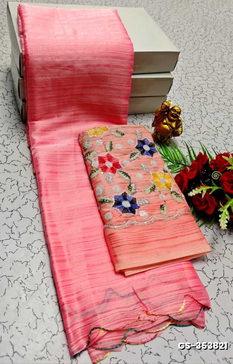 GEORGETTE  FANCY SOFT SILK SAREES - BABY PINK