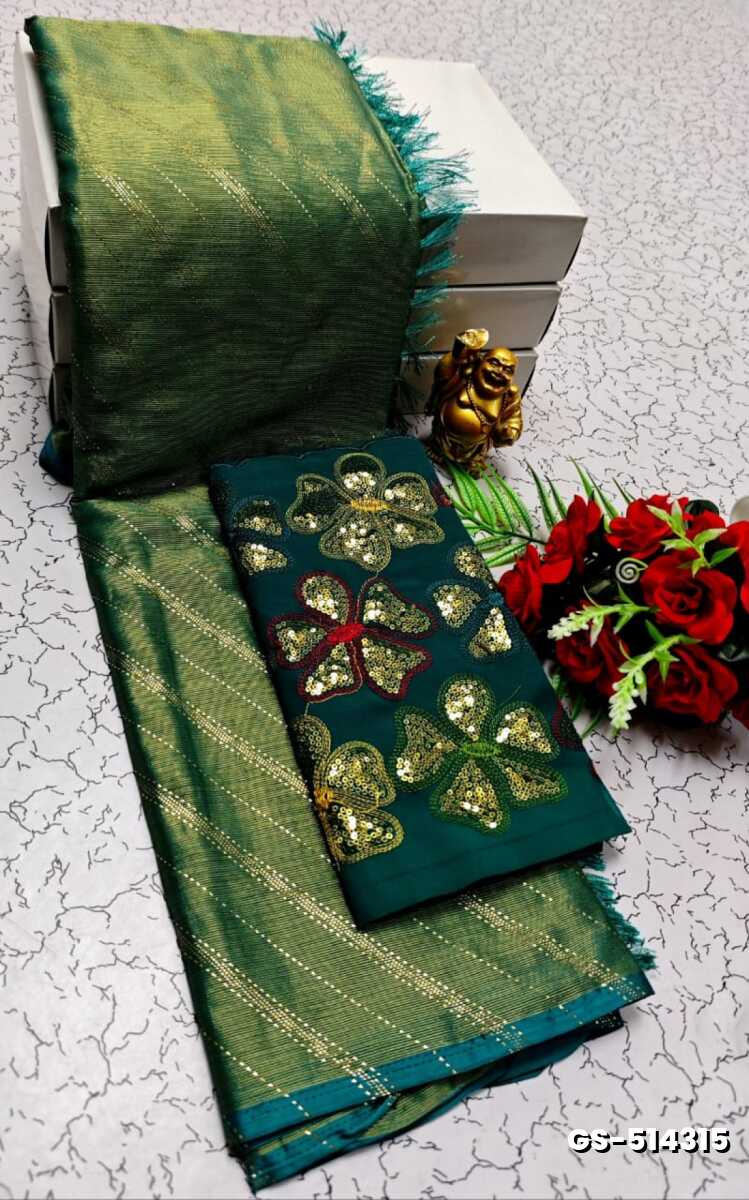 GEORGETTE FANCY SOFT SILK SAREES - GREEN (1)