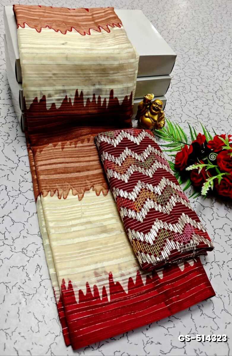GEORGETTE FANCY SOFT SILK SAREES - LIGHT SANDLE