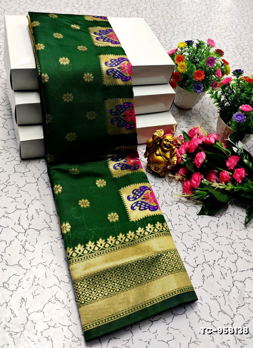 SOFT SILK FANCY BEST QUALITY SILK THENMATHI SAREES - DARK GREEN