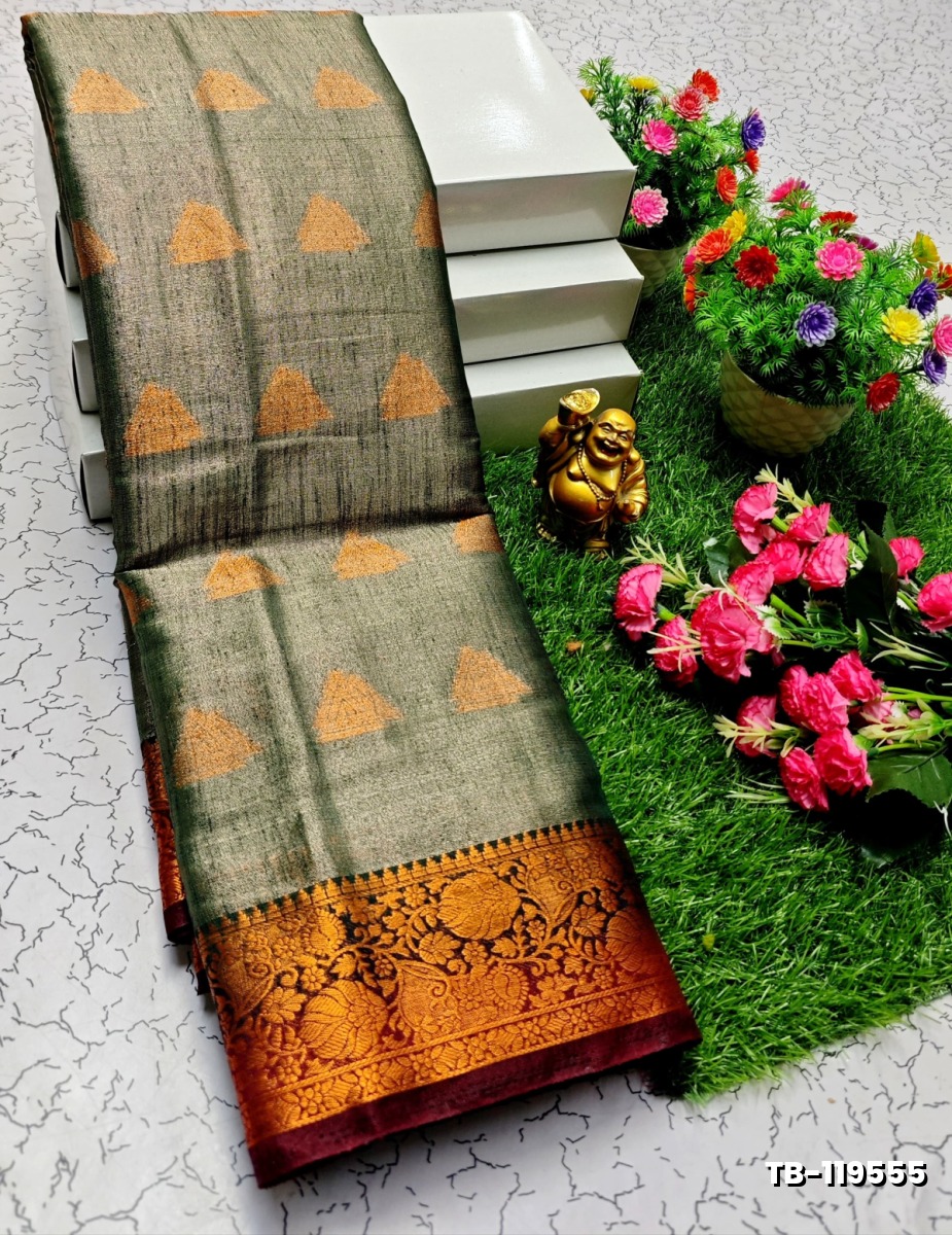 KANCHIPURAM TISSUE TRENDING DESIGN FANCY DHARMAVARAM SILK SAREES - MILD GOLD
