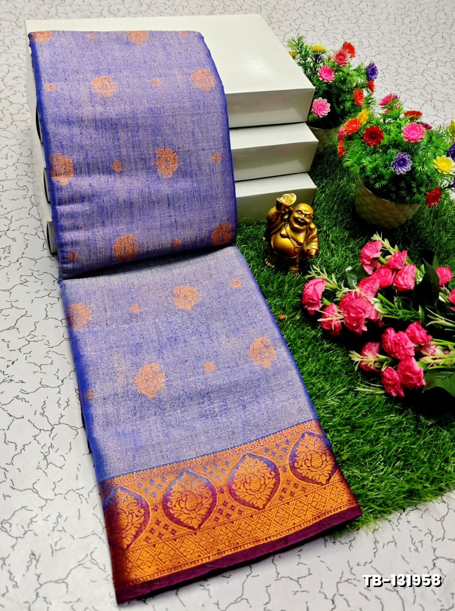 KANCHIPURAM TISSUE TRENDING DESIGN FANCY DHARMAVARAM SILK SAREES - PURPLE