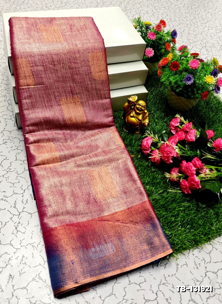 KANCHIPURAM TISSUE TRENDING DESIGN FANCY DHARMAVARAM SILK SAREES - BABY PINK (1)