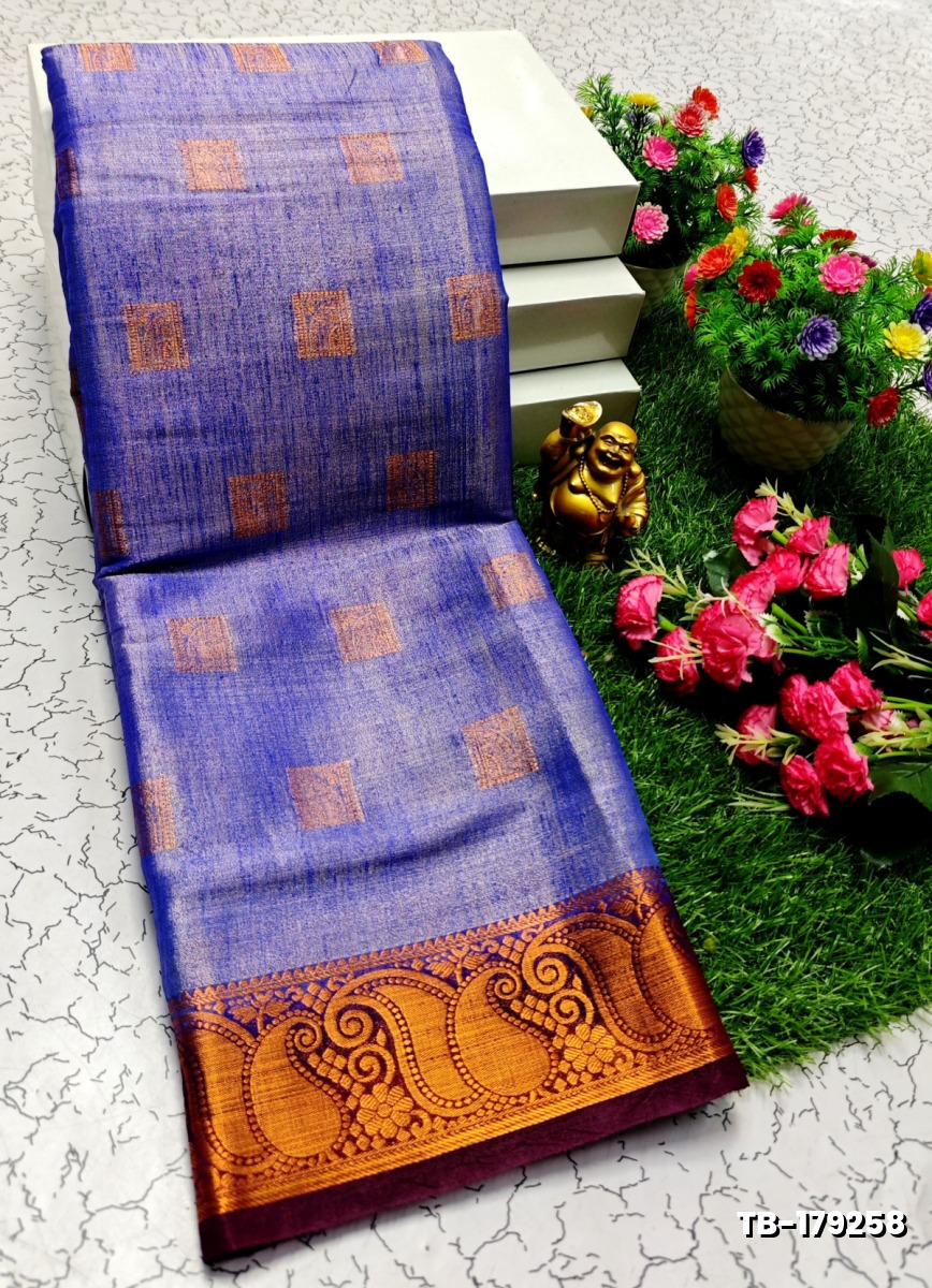 KANCHIPURAM TISSUE TRENDING DESIGN FANCY DHARMAVARAM SILK SAREES - PURPLE - PURPLE (1)