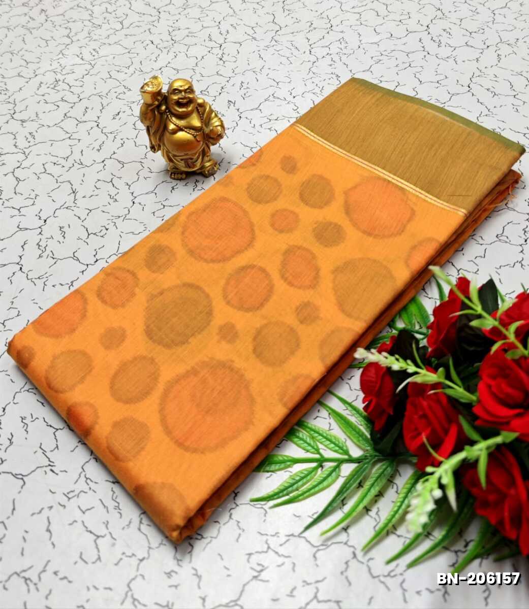 FANCY BANARASI POCHAMPALLY COTTON SAREES - LIGHT ORANGE