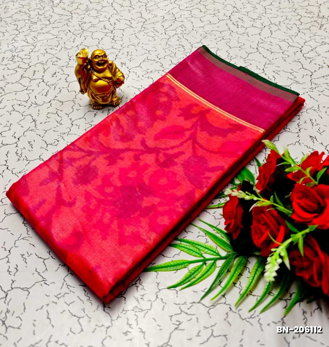 FANCY BANARASI POCHAMPALLY COTTON SAREES - PINK (2)