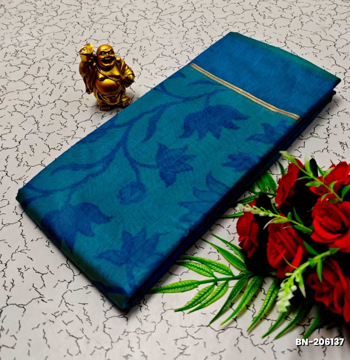 FANCY BANARASI POCHAMPALLY COTTON SAREES - LIGHT BLUE (1)