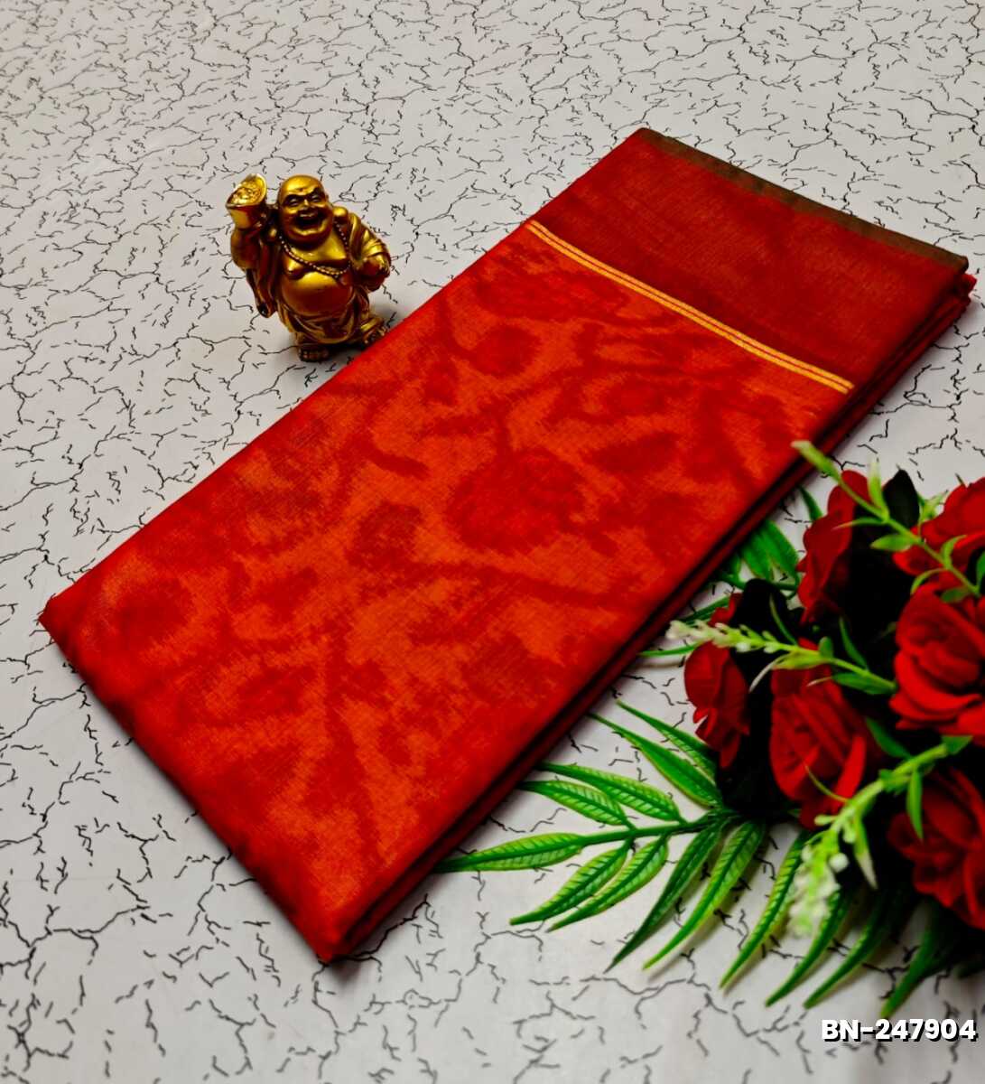 FANCY BANARASI POCHAMPALLY COTTON SAREES - RED (1)
