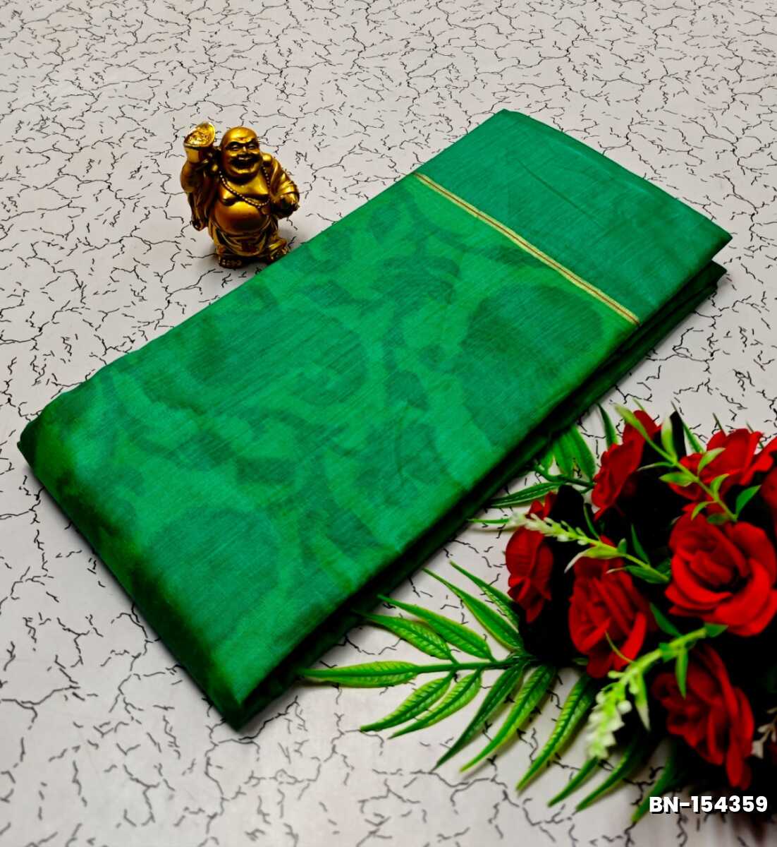 FANCY BANARASI POCHAMPALLY COTTON SAREES - NORMAL GREEN