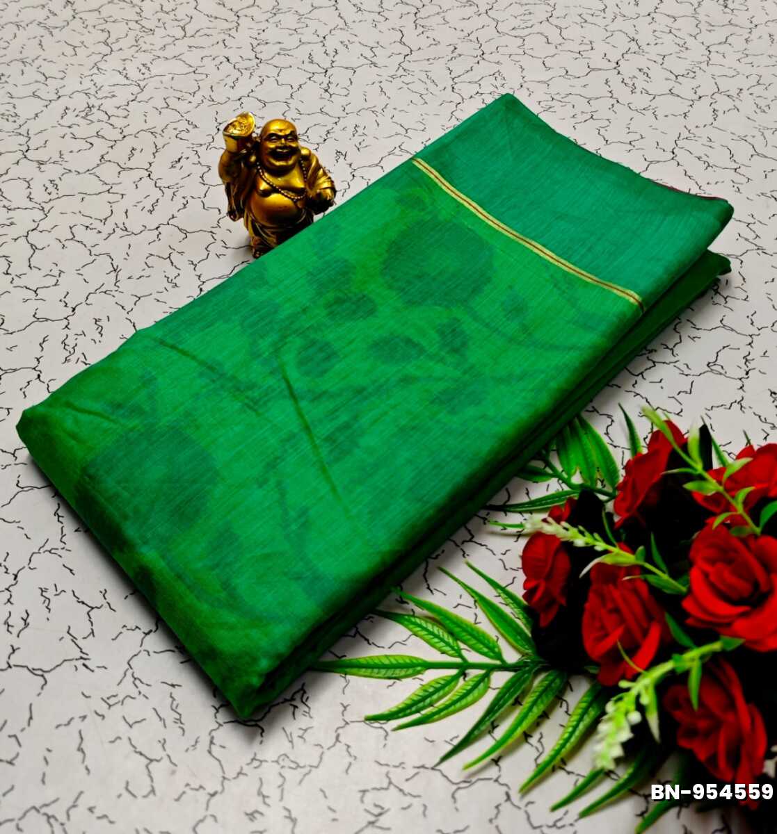 FANCY BANARASI POCHAMPALLY COTTON SAREES - NORMAL GREEN (1)
