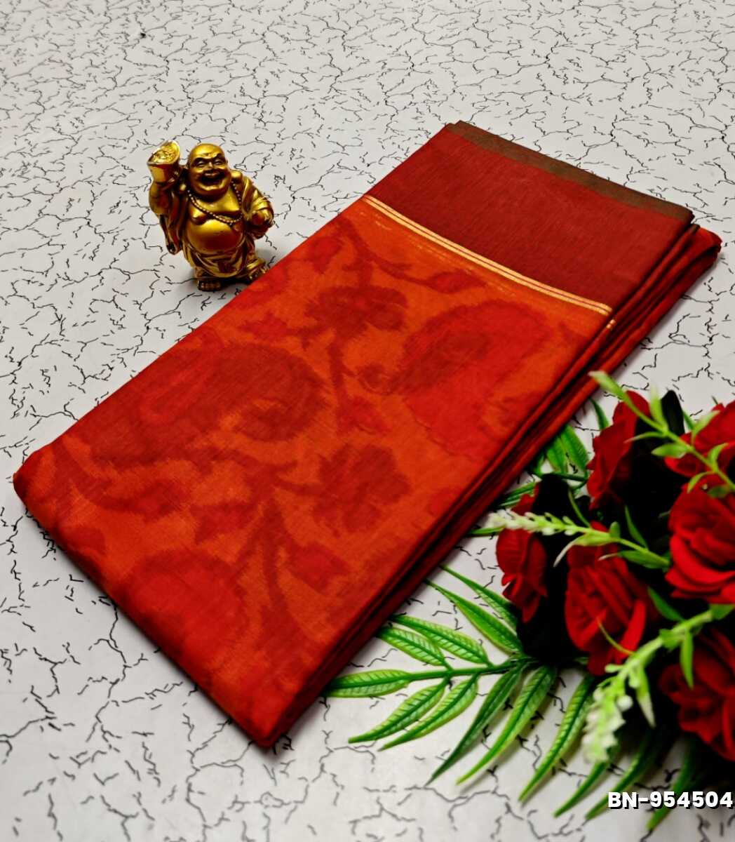 FANCY BANARASI POCHAMPALLY COTTON SAREES - RED (3)