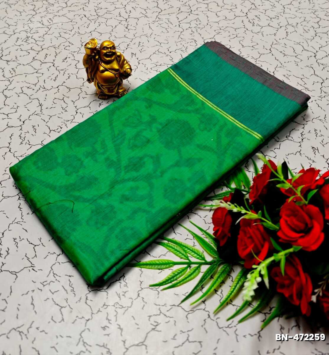 FANCY BANARASI POCHAMPALLY COTTON SAREES - NORMAL GREEN (2)