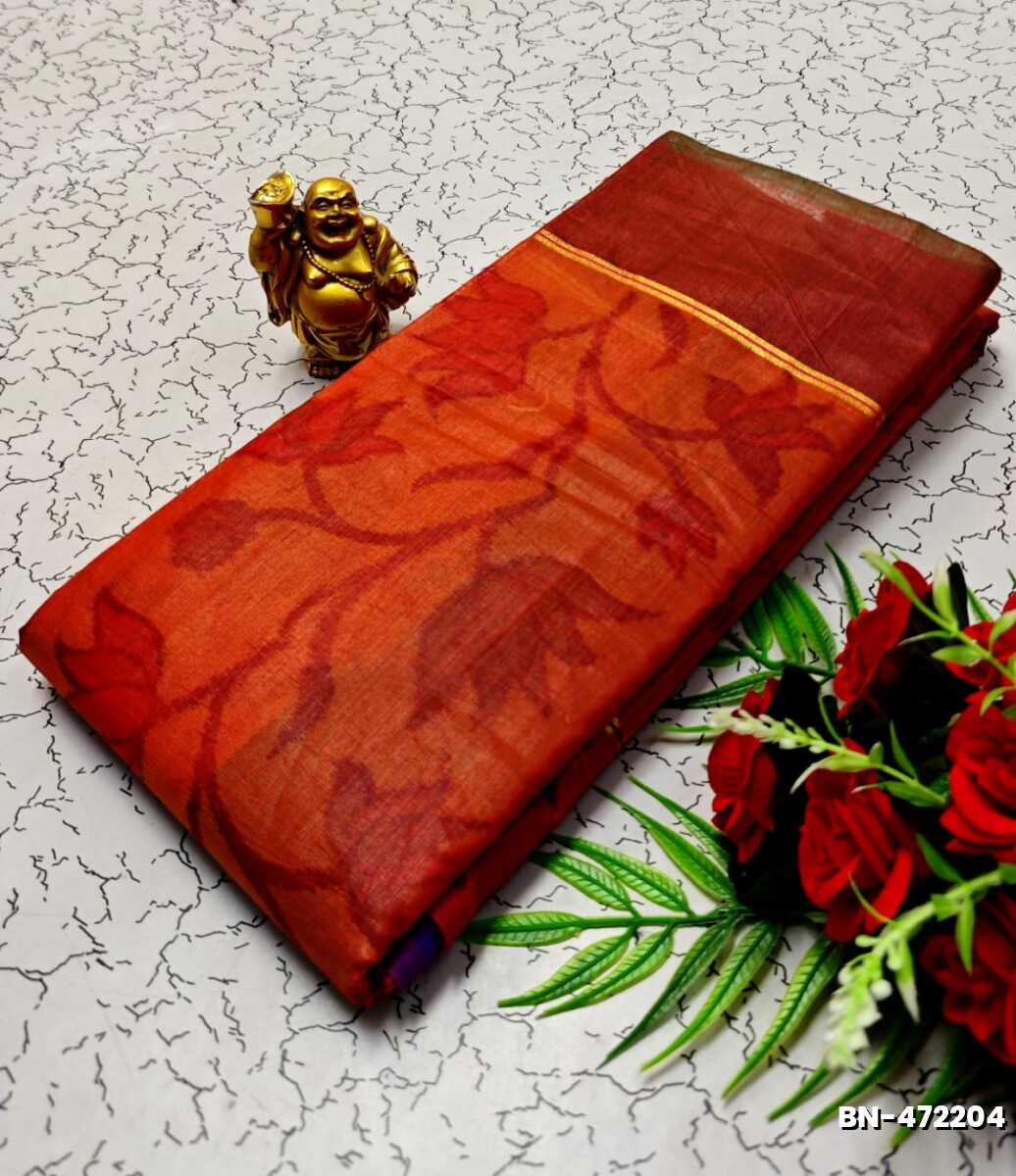 FANCY BANARASI POCHAMPALLY COTTON SAREES - RED (4)