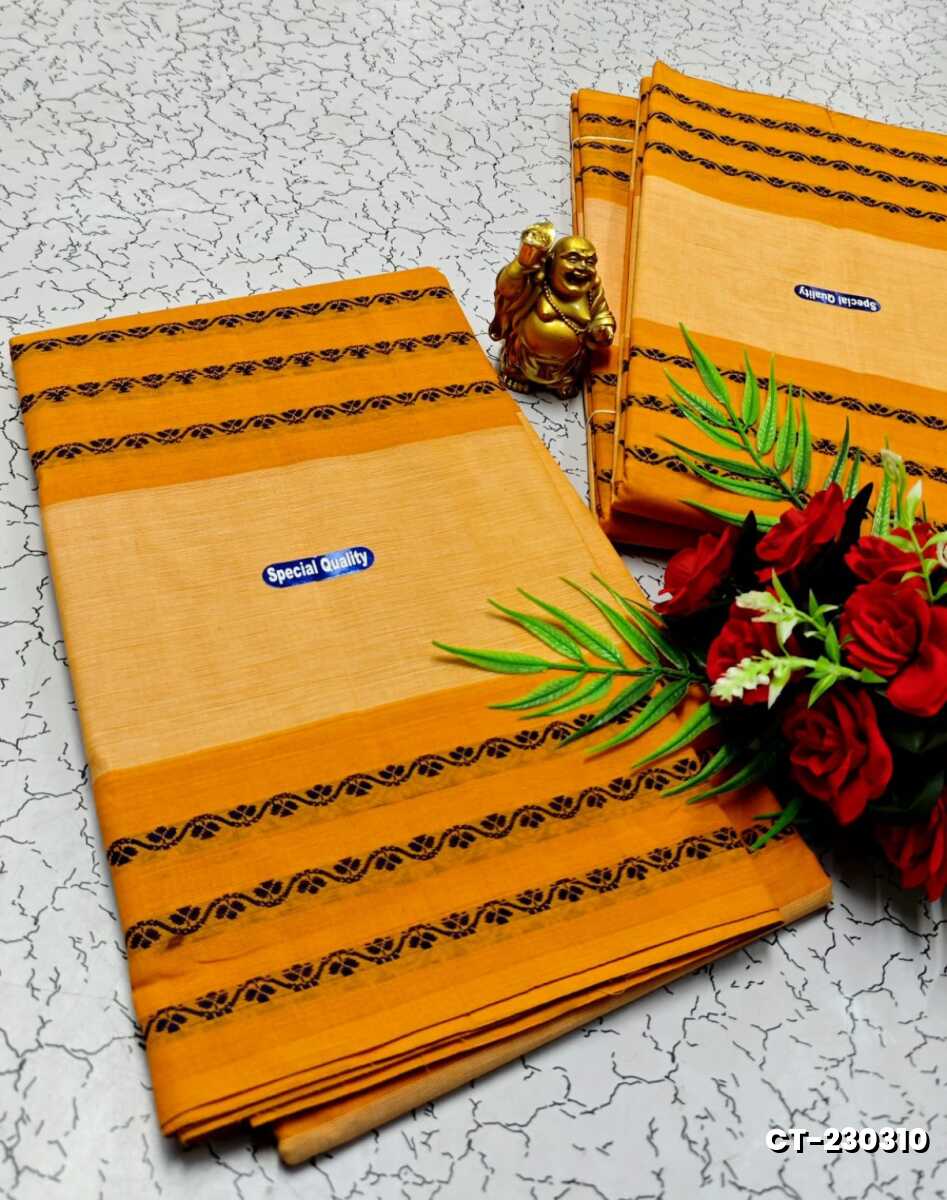 TRADITIONAL PURE COTTON SAREES SUMMER SPECIAL COLLECTION - YELLOW