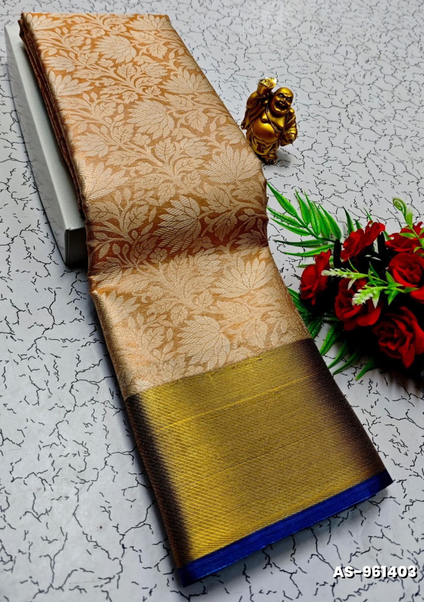 NITA AMBANI INSPIRED BANARASI TISSUE SILK SAREE - GOLD (3)