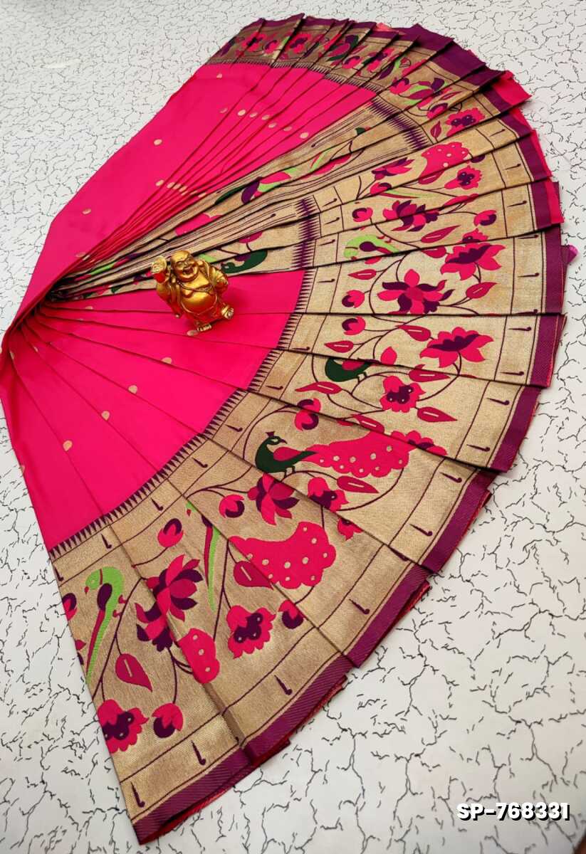 PAITHANI FANCY DANA SOFT SILK SAREES - DARK PINK