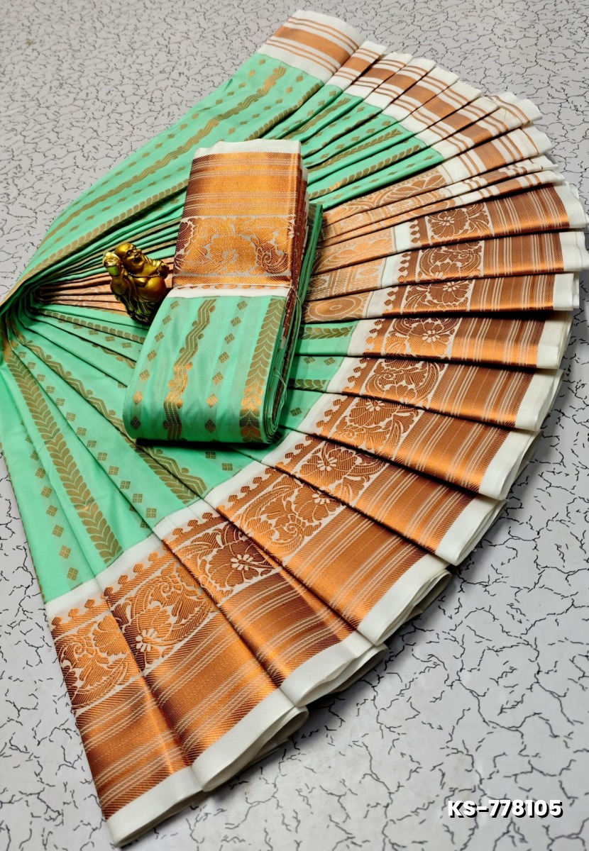FANCY  All SELF SOFT SILK SAREES WITH KOTTANCHI BORDER - SKY BLUE